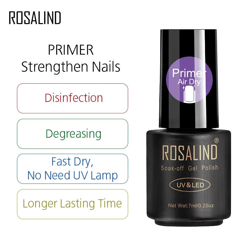 Description Picture 4 of itemROSALIND Gel Nail Polish Top Base Coat Long Lasting Reinforce 7ml Transparent Manicure UV Primer Gel Lacquer Nail Art Base Coat
