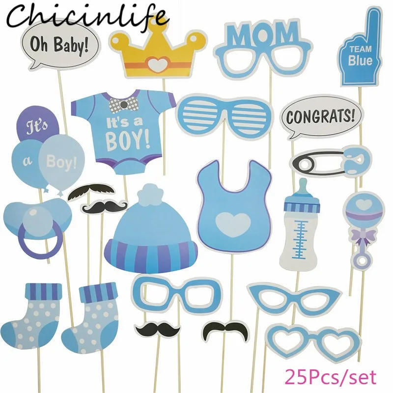 Description Picture 2 of itemChicinlife 25Pcs It's A Boy/Girl Photo Booth Props Birthday Party Baby Shower Gender Reveal Photobooth Props Decoration Supplies