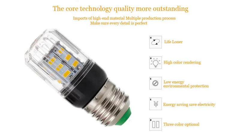 Description Picture 3 of itemE27 E14 E12 E26 SMD 5730 27LEDs 7W LED Corn Bulb Lamp Christmas Chandelier Candle Light Home Lighting AC 110V 220V DC 12V 24V