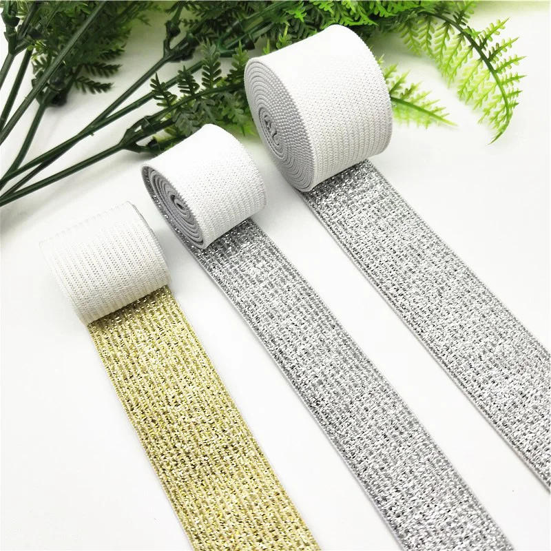 Description Picture 3 of itemGlitter Gold Silver Elastic Bands 25mm 40mm Nylon Pants Lace Trim Waist Band for DIY Sewing Garment Trousers Accessories 1meter