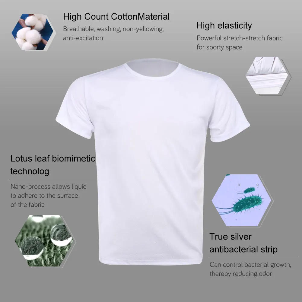 Description Picture 4 of itemWaterproof T Shirt Solid Color Short-Sleeved Round Neck Men Women Hiking T-shirt Breathable Anti-fouling Half Sleeve Plus Size