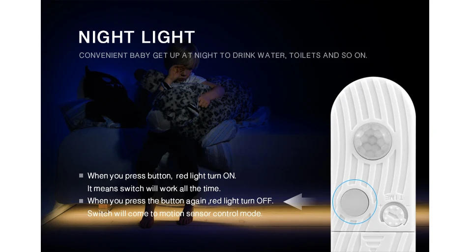 Description Picture 5 of item1M 2M 3M Wireless Motion Sensor LED Night Light Bed Cabinet Stairs Light USB 5V LED Strip Lamp For Wardrobe Backlight Lighting