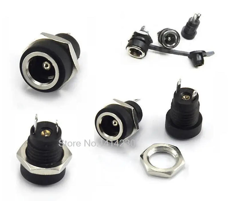 Description Picture 3 of item10Pcs 3A 12v for DC Power Supply Jack Socket Female Panel Mount Connector 5.5mm 2.1mm Plug Adapter 2 Terminal types 5.5*2.1mm