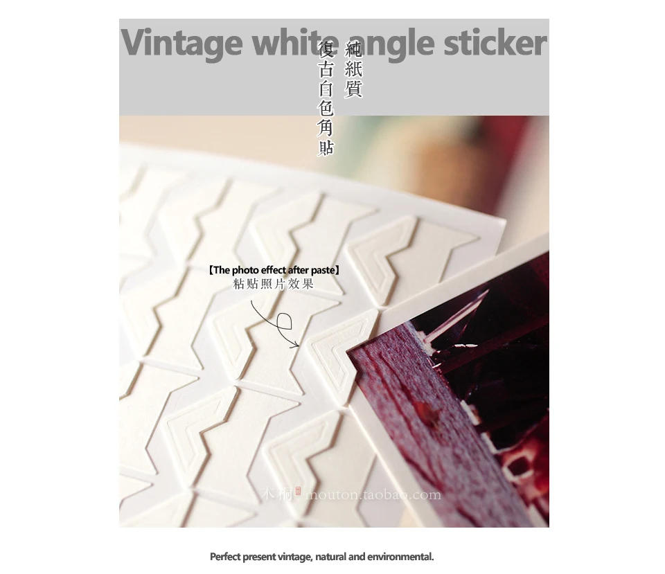 Description Picture 2 of item120 Pcs/Lot 5 Sheets DIY Vintage Corner Kraft Paper Stickers For Photo Album Frame Decoration Scrapbooking Picture Protect Decor
