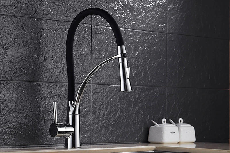 Description Picture 3 of itemKitchen Sink Faucet Pull Down Rotating Black Sink Tap Hot And Cold Water Mixer Brass Faucet Tap Deck Mounted Mixer Taps