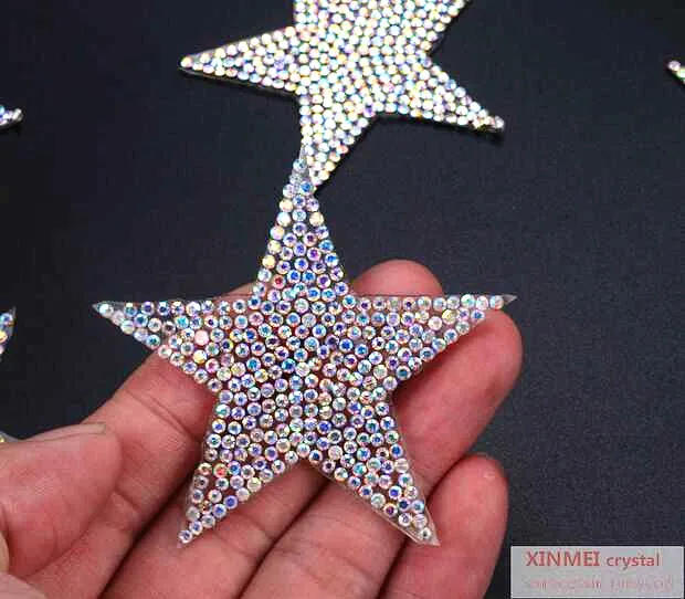 Description Picture 3 of item10Pcs Sparkling Ab Color Crystal Rhinestone Five-Pointed Star Patches Sequined Clothing Shoes Hats Bags Applique Iron On Motif
