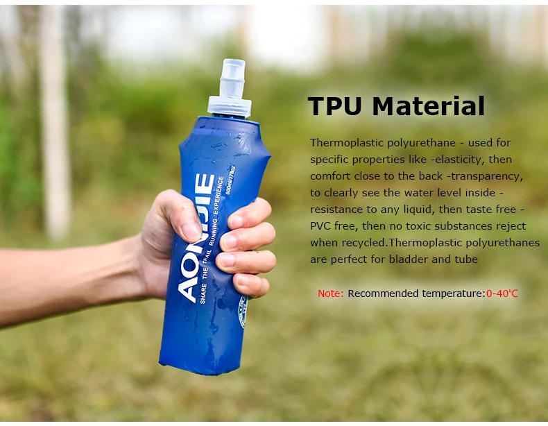 Description Picture 6 of itemAONIJIE SD09 SD10 250ml 500ml Soft Flask Folding Collapsible Water Bottle TPU Free For Running Hydration Pack Waist Bag Vest