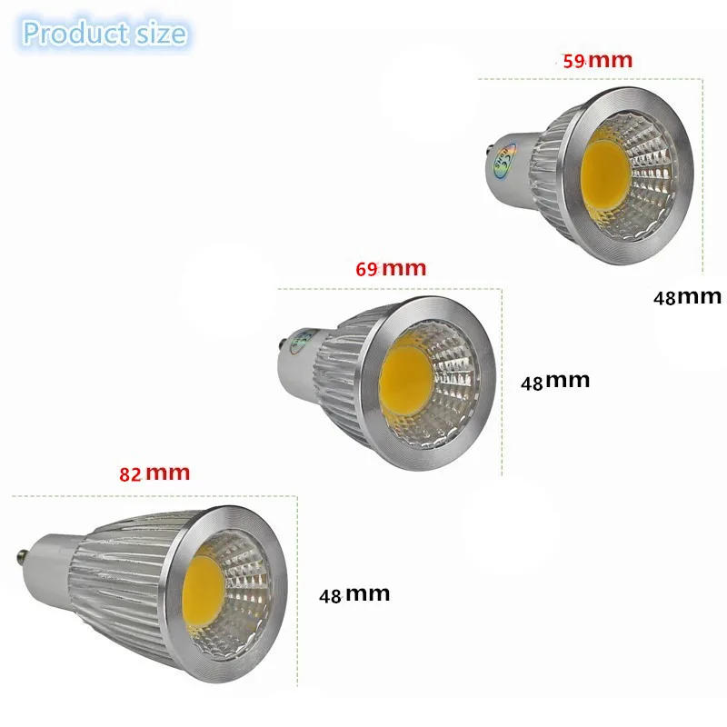 Description Picture 5 of itemSuper Bright GU10 Bulb Light Dimmable Led Ceiling light Warm/White 85-265V 9W 12W 15W GU10 COB LED lamp light GU10 led Spotlight