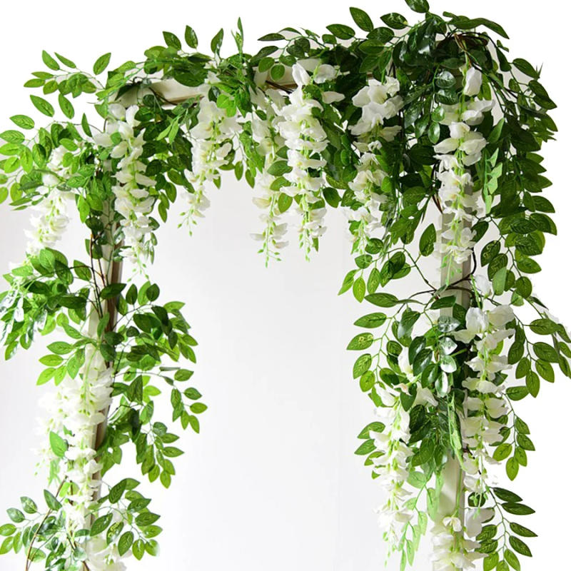 Description Picture 4 of itemWisteria Artificial Flowers Vine Garland Wedding Arch Decor Backdrop Fake Plants Foliage Rattan Trailing Faux Flowers Ivy Wall