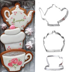 1pcs patisserie reposteria Teapot Tea Cup Fondant Cake Decor Tools Stainless Steel Cookie Cutter Biscuit Pastry Cupcake Mould