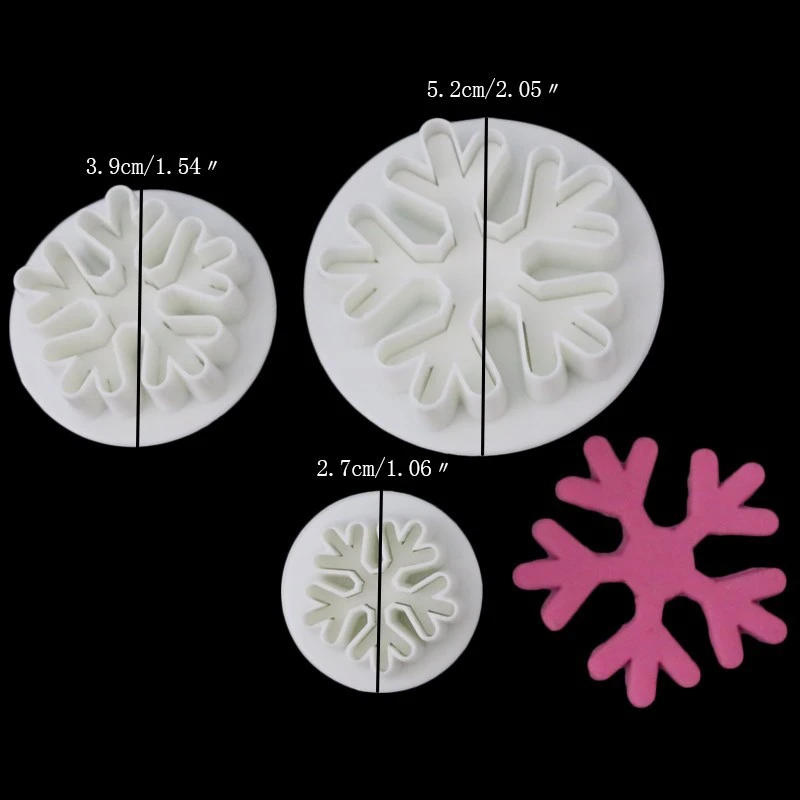 Description Picture 6 of itemAomily 3pcs/Set Party Snowflake Plunger Mold Cake Decorating Tool Biscuit Cookie Cutters Mould Fondant Cutting Pastry Cutter
