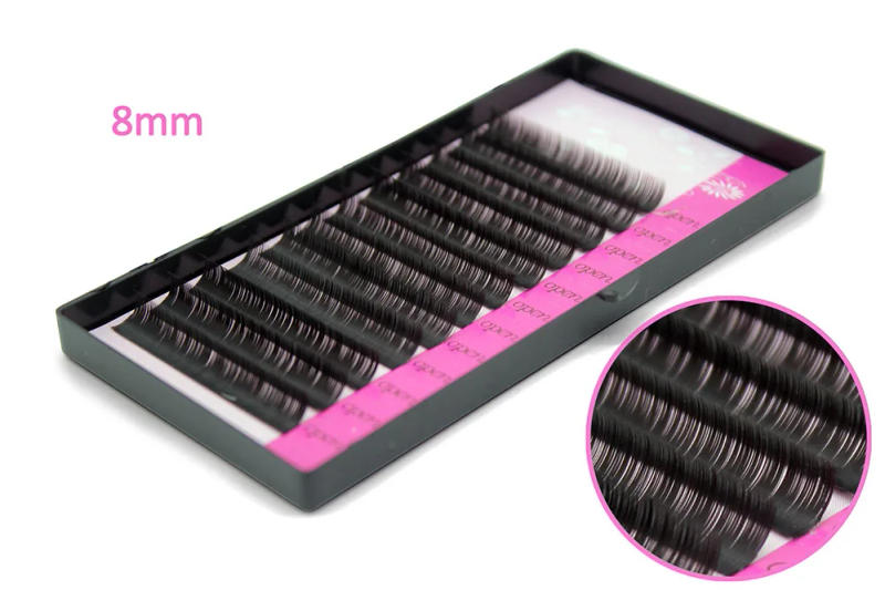 Description Picture 3 of itemRetail 1 CASE (8/10/12/14mm)Optional C Curve 0.12 Thickness Silk Eyelash Extension Artificial Fake False Eye Lash Eyelashes