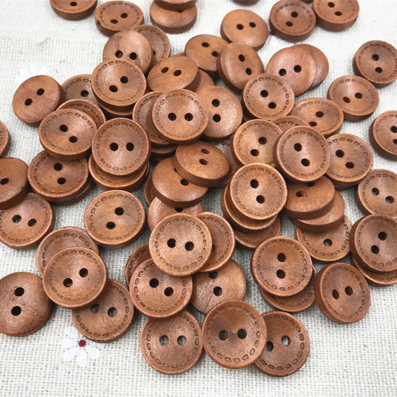 Description Picture 2 of itemDIY 1pcs Brown 2-holes Round Wooden Buttons sewing Scrapbooking Craft 15mm