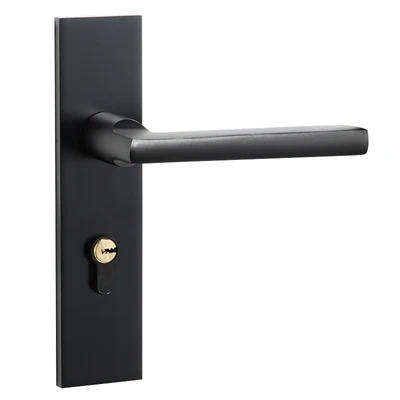 Description Picture 4 of itemBlack White solid aluminum door locks bedroom Continental door handle minimalist interior cylinder lock security locks packages