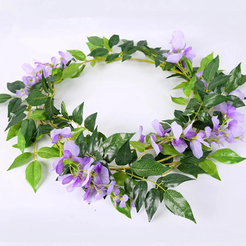 Description Picture 6 of itemWisteria Artificial Flowers Vine Garland Wedding Arch Decor Backdrop Fake Plants Foliage Rattan Trailing Faux Flowers Ivy Wall