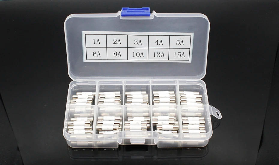 Description Picture 2 of item100pcs in box 5mm x 20mm Ceramic Fuse  Slow Blow T 1A 2A 3A 4A 5A 6A 8A 10A 13A 15A 250V