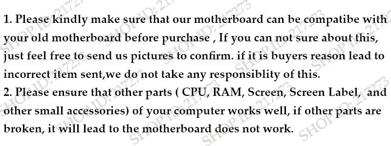 Description Picture 3 of itemNOKOTION Extra Fee for Laptop Motherboard shipping