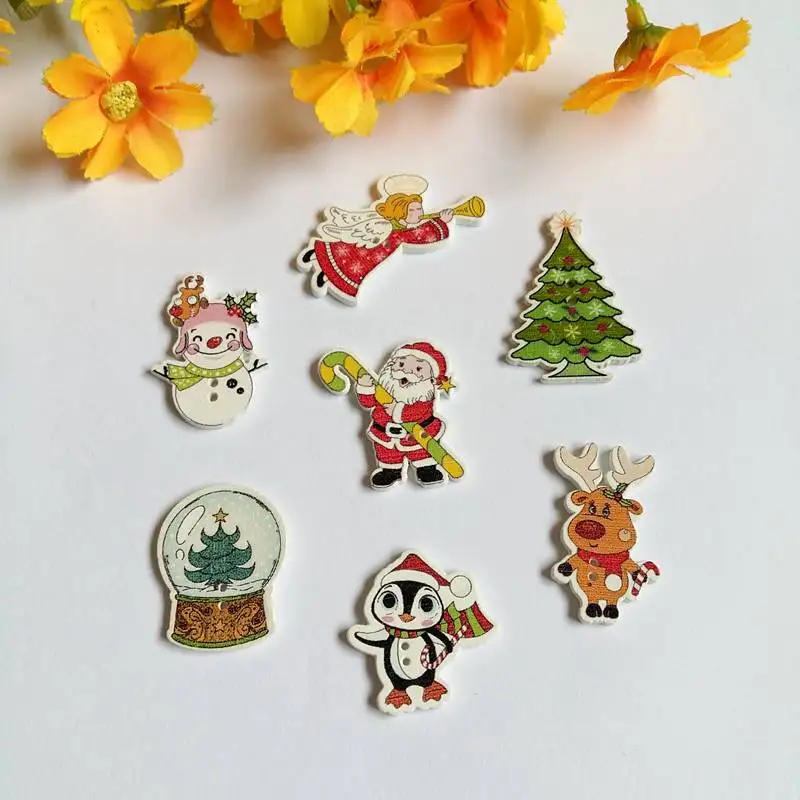 Description Picture 2 of item50pcs/pack Mix Christmas Decorative Wooden Buttons 2 Holes Handmade Scrapbooking For craft Supplies Sewing Accessories
