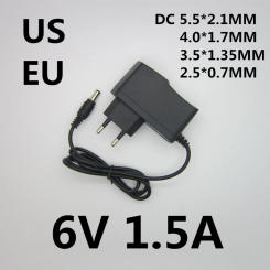Best quality AC/DC Adapter DC 6V 1.5A AC 100-240V Converter Adapter 6V 1500MA Charger Power Supply EU US Plug