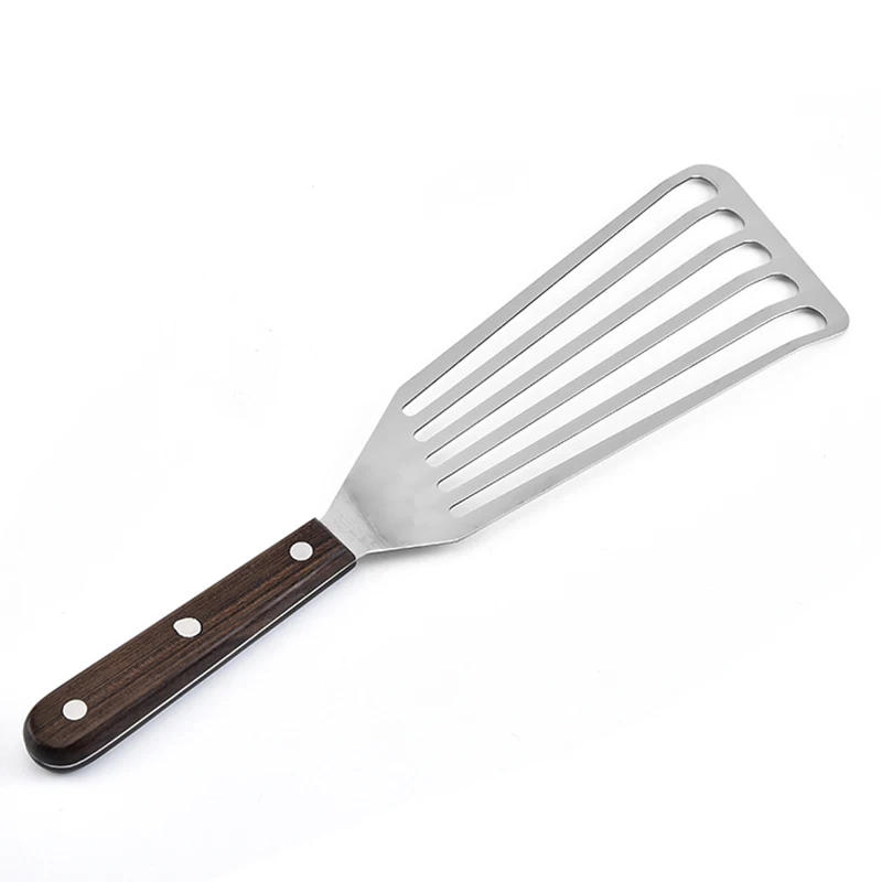 Description Picture 4 of itemStainless Steel Slotted Turner & Fish Spatula With Wooden Handle - Kitchen Tools by Leeseph