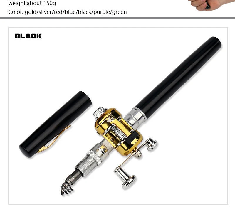 Description Picture 4 of itemPortable Pocket Telescopic Mini Fishing Pole Pen Shape Folded Fishing Rod With Reel Wheel