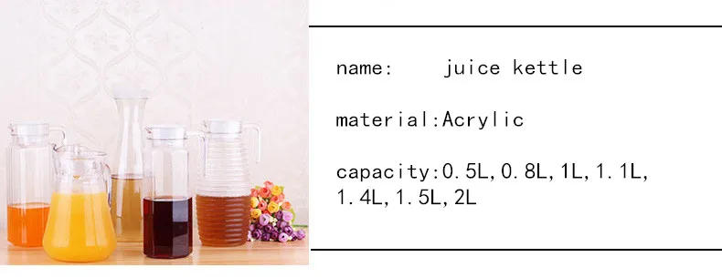 Description Picture 4 of itemLarge Capacity Plastic Fruit Juice Milk Pot Bar Party Wine Beer Bottle Beverage Cold Water Kettles Anti-fall Water Pitcher Jug