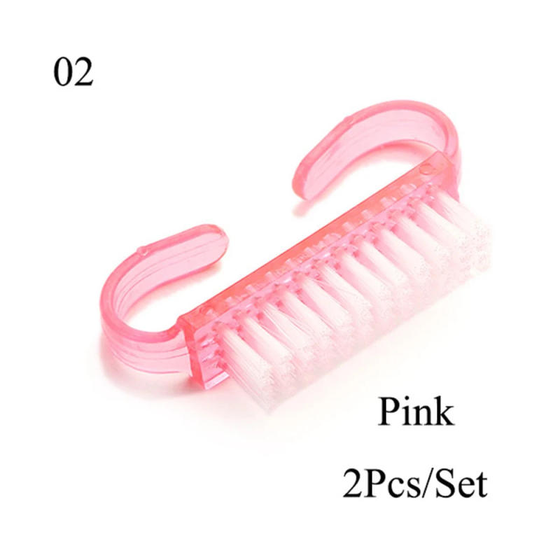 Description Picture 6 of item2Pcs Nail Cleaning Nail Brushes Plastic Pink Purple Clean Tools File Remove Dust Manicure Pedicure Brush