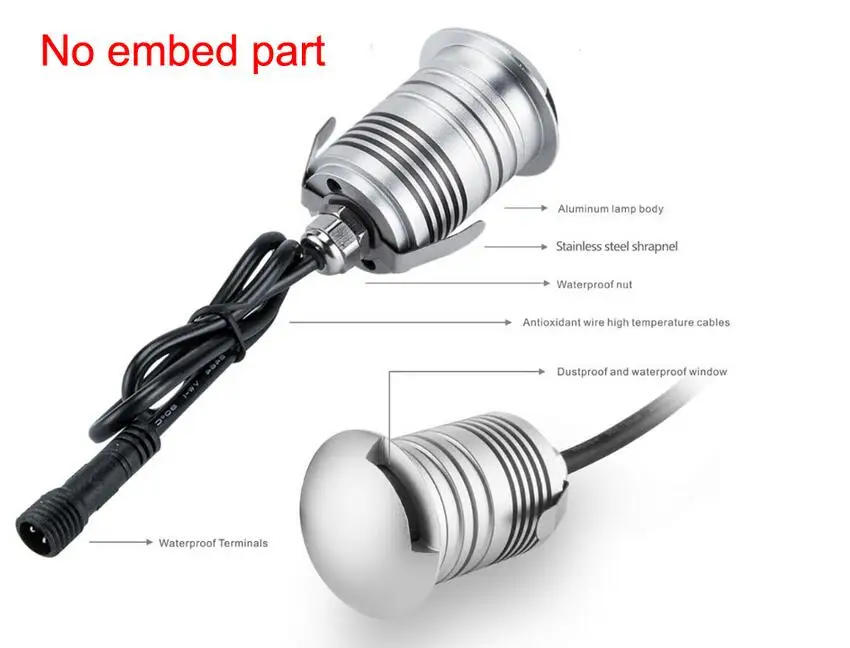 Description Picture 4 of item3PCS IP67 12V-24VDC Outdoor Garden Patio Paver Recessed Deck Floor Wall Mini LED Underground Light Landscape Sidewalk Lighting