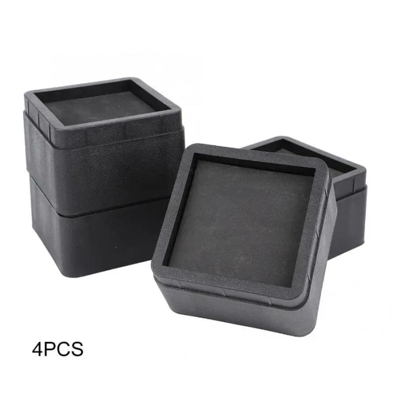 Description Picture 4 of item4PCS Durable Stackable Bed Risers Black Square Furniture Legs Floor Feet Bed Risers Protectors Floor Protector Pads  Furniture
