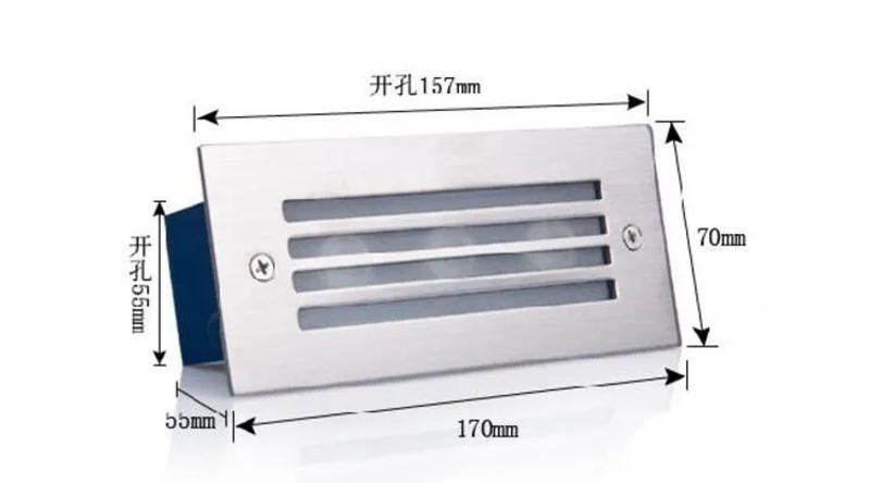 Description Picture 5 of itemLed Wall Corner Lamp 3*3W Recessed LED Step Stair Light AC85-265V/DC12V Basement Porch Pathway Stairway Bulb