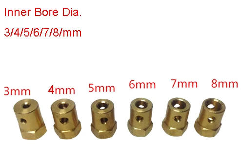 Description Picture 3 of itemLUPULLEY 2PCS 3/4/5/6/7/8mm Shaft  Motor  Rigid Coupling  Wheel Brass Hex Coupler Set Wrench