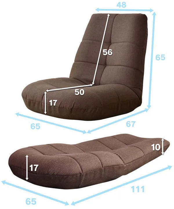 Description Picture 2 of itemFoldable&Adjustable Japanese Floor Leisure Chair Linen Fabric Upholstery Living Room Furniture Modern Relax Occasional Chair