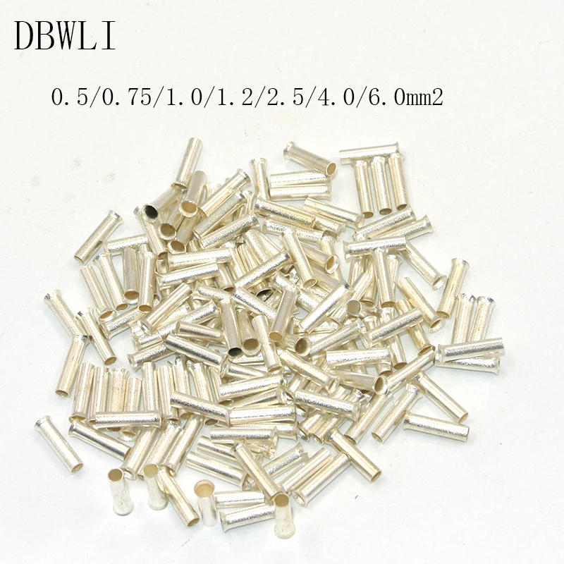 Description Picture 2 of item100Pcs Tin-coated Copper Material Uninsulated Terminal 0.5mm2-6.0mm2 Bootlace Ferrules Cord End Electrical Cable Crimp Connector