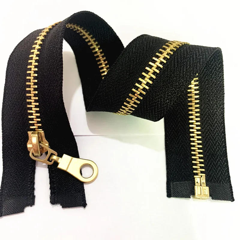 Description Picture 5 of itemSet of 2 Pieces 5# (30-60cm) Brass Metal Separate Open Tail Zippers In with Donut Zippers Pulls  Zippers for Sewing