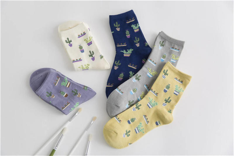 Description Picture 6 of itemGirls Cartoon Plant Cactus Socks Comfortable Cute Cotton Casual Soft Sokken Warm Women Meias Dropship