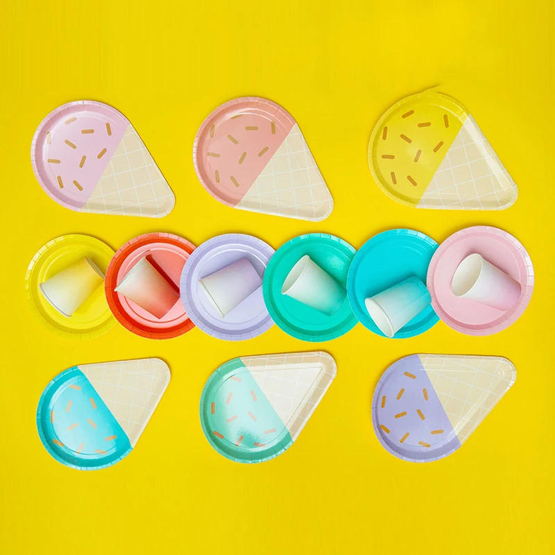 Description Picture 4 of item6pcs Mix Color Ice Cream Shape Disposable Paper Plates Wedding Birthday Party Baby Shower Kids Summer Party Decoration Supplies