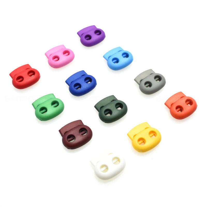 Description Picture 4 of item12pcs/pack Mixed Colorful 5mm Hole Plastic Stopper Cord Lock Bean Toggle Clip Apparel Shoelace Sportswear Accessorie