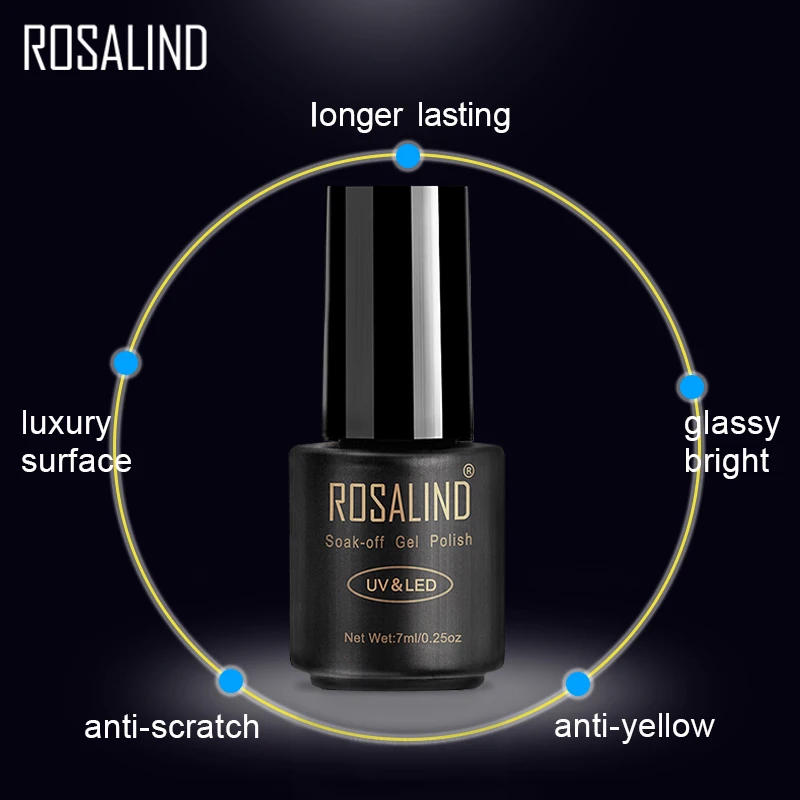 Description Picture 6 of itemROSALIND Gel Nail Polish Top Base Coat Long Lasting Reinforce 7ml Transparent Manicure UV Primer Gel Lacquer Nail Art Base Coat