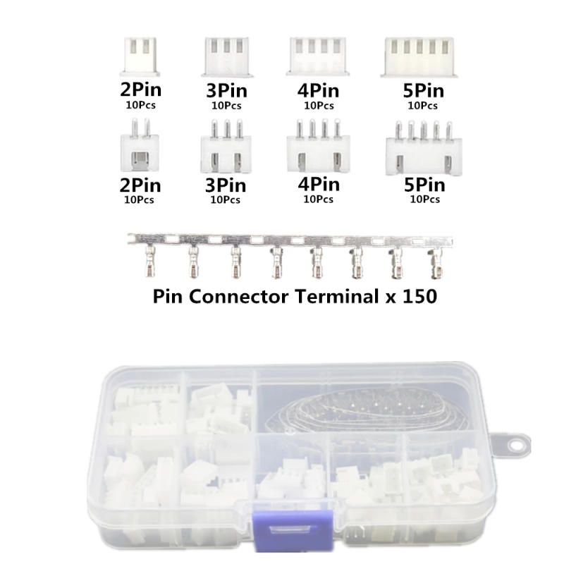 Description Picture 2 of item230pcs XH2.54 2p 3p 4p 5 pin 2.54mm Pitch Terminal Kit / Housing / Pin Header JST Connector Wire Connectors Adaptor XH DIY Kits