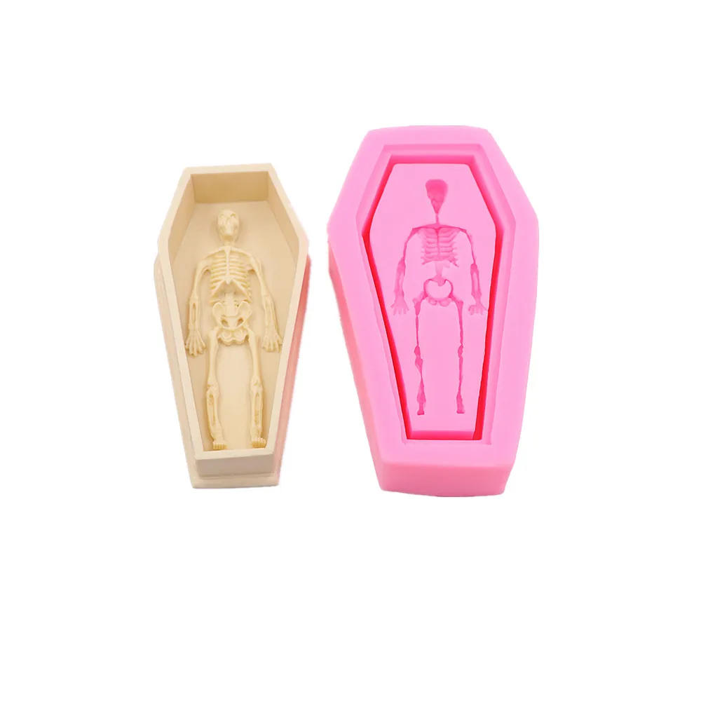 Description Picture 4 of itemCake Decorating Tools Halloween 3d Stereo 2 Pieces Ghost Bone Coffin Sugar Cake Mold Dessert Decoration Craft Pastry Bakeware