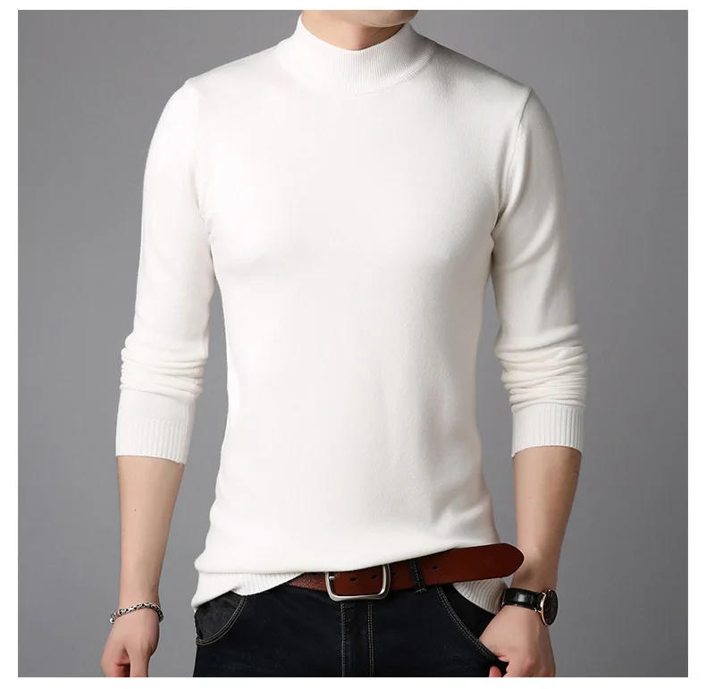 Description Picture 4 of itemSpring High Neck Fashion Sweater Men Turtleneck Brand Sweaters Slim Fit Pullover Men Knitwear Mens Clothing Plus Size 4XL