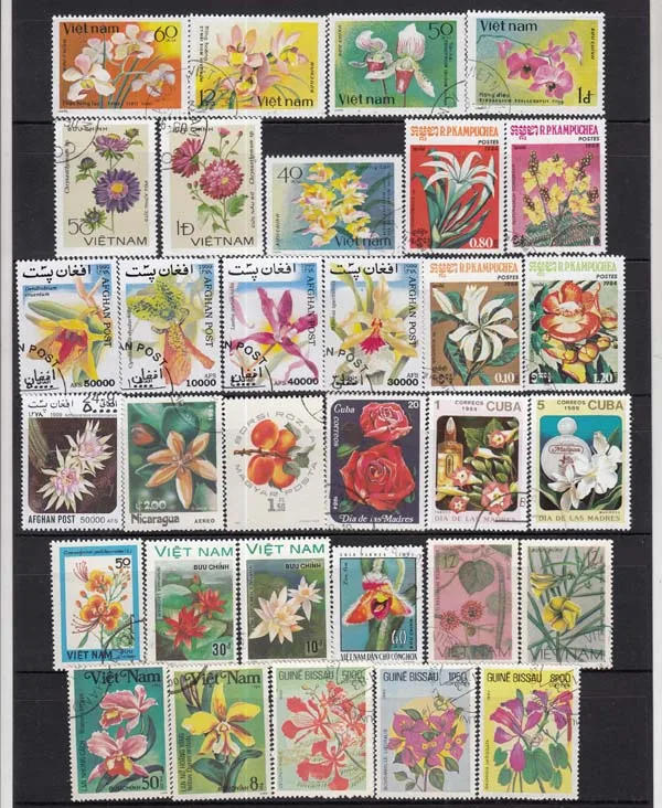 Description Picture 5 of item50Pcs/Set Flowers All Different From Many Countries NO Repeat  With Postmark Postage Stamps for Collecting