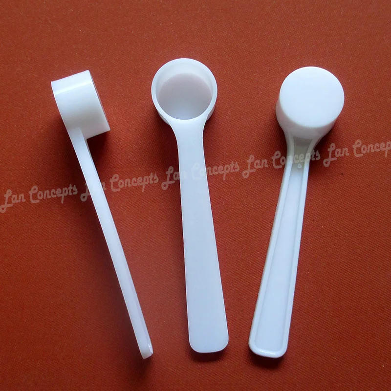 Description Picture 3 of item100pcs/lot 0.5g Plastic Scoop 0.5 gram PP Measuring Spoon 1ML Measure Tool - 70X16X10.5mm white Free shipping