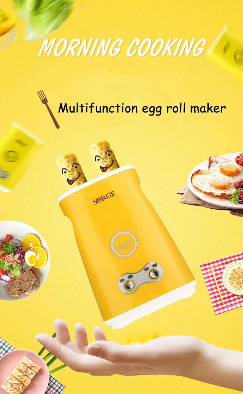Description Picture 2 of itemKbxstart 220V Electric Omelette Dual Egg Roll Maker Automatic Double Switch Boiled Eggs Sausage Machine Cooker For Breakfast