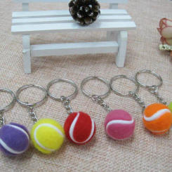 20pcs Tennis bag Pendant plastic mini tennis ball key chain small Ornaments sport advertisement keychain fans souvenirs key ring