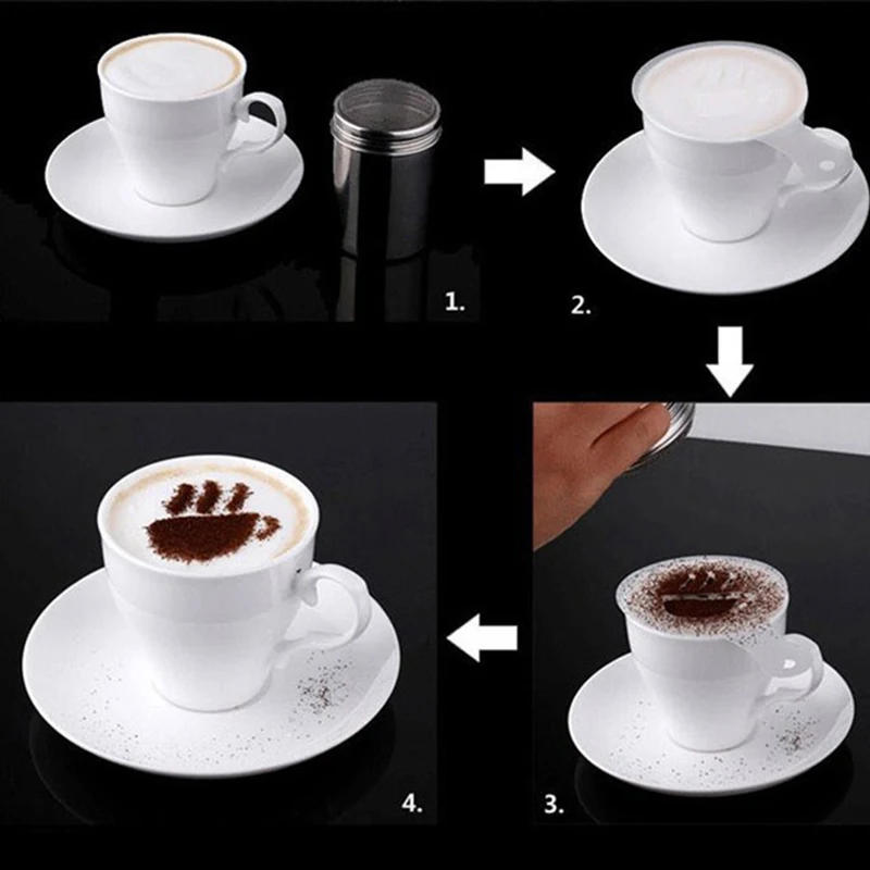 Description Picture 4 of item16PCS Plastic Cafe Foam Template Barista Stencils Mold Coffee Art Needles Stainless Steel latte Garland Needle Powder Sprinkle