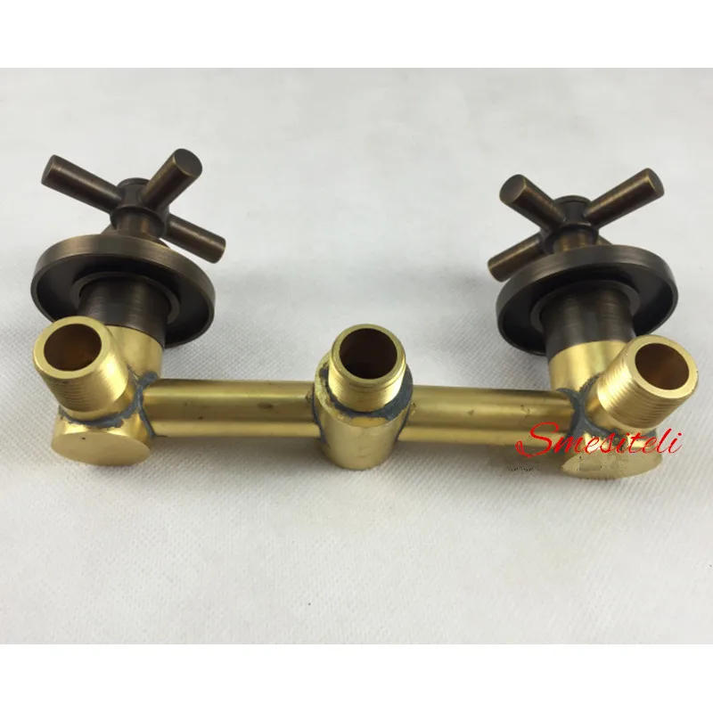 Description Picture 4 of itemAntique 100% Brass Vintage Old 8 Inch Round Rainfall Shower Head + 400mm Wall Arm Set With Mixer Taps Concealed Bathroom Set