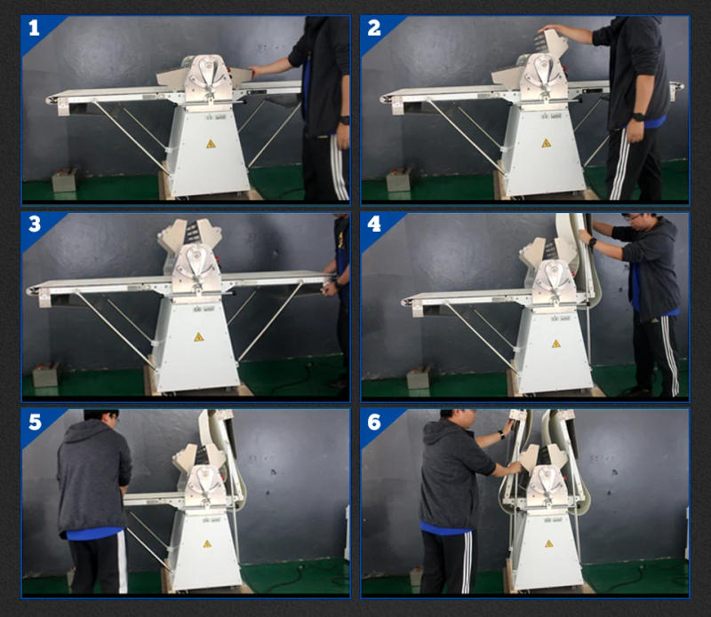 Description Picture 5 of itemXEOLEO Commercial Pastry Kitchen Vertical Crisp Machine Sheeter Stainless Steel Dough Pressing Roll for Baker Home Appliance