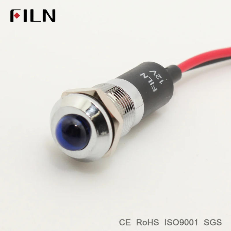 Description Picture 6 of itemFILN pilot indicator signal lamp 12mm 12v 24v 110v red blue green white led light with 20cm cable