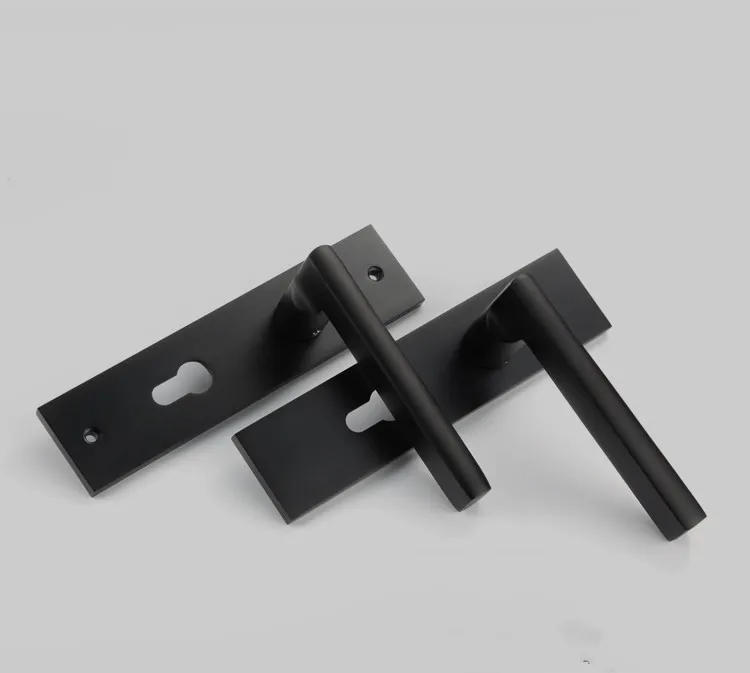 Description Picture 2 of itemBlack White solid aluminum door locks bedroom Continental door handle minimalist interior cylinder lock security locks packages